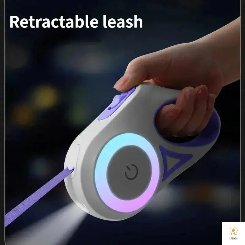 3M/5M Automatic Retractable Dog Leash with Flashlight, LED Glowing at Night Walking Leash, Durable Nylon Outdoor Leash for Dog