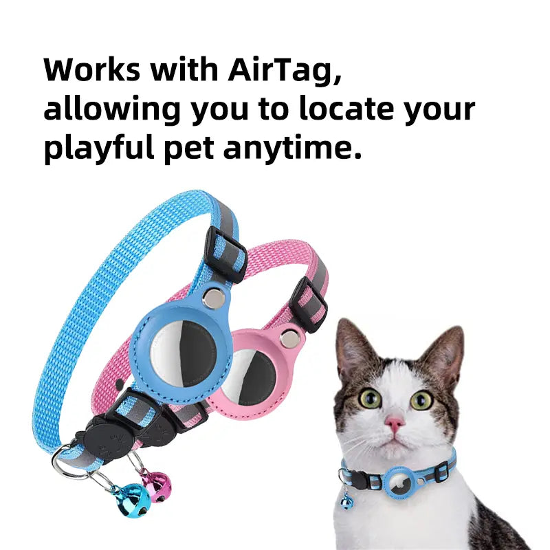 Reflective Collar Waterproof Holder Case for Airtag Air Tag Airtags Protective Cover Cat Dog Kitten Puppy Nylon Collar