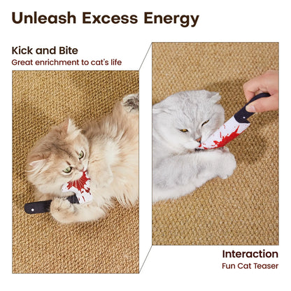Potaroma 4Pcs Cat Toys, Horror Halloween Knife-Shaped Kitten Crinkly Sound Toys, Indoor Exercise for All Cat Breeds 6.5 Inches