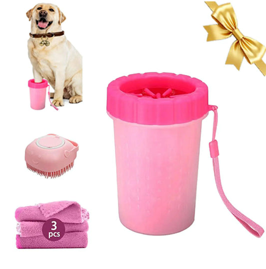 Dog Paw Cleaner, Dog Paw Washer, Paw Muddy Paw Cleaner, Pet Foot Cleaner for Small Medium Large Breed Dogs/Cats (With 3 Absorbent Towel)Portable Dog Paw Cleaner with Grip