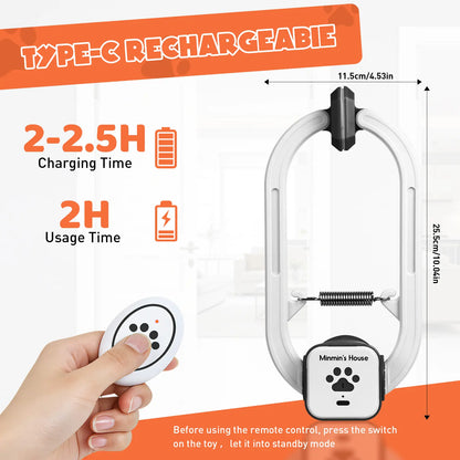 Minmin'S House Rechargeable Electric Cat Teaser with Remote – Interactive Door Clip Teaser for Cats, 2 Motion Modes (360° Spin & Irregular Jumping), Smart Auto Cat Toy for Exercise & Fun Tiktokshopspringglowup