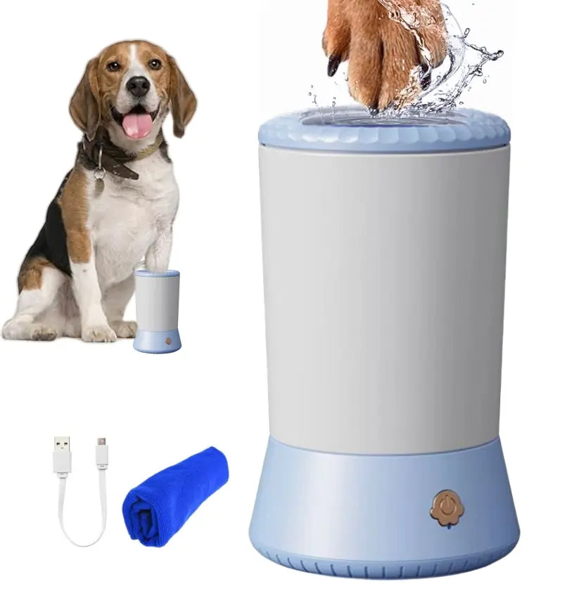 Paws Portable Automatic Dog Paw Cleaner with Free Towels - USB Rechargeable and Safe for Muddy Claws