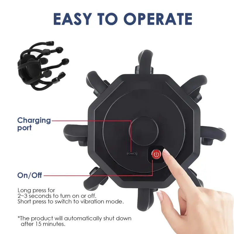 Electric Smart Head Massager, Rechargeable Scalp Massager, 3-Speed Vibration Massage, Portable Home Head Massage Tool