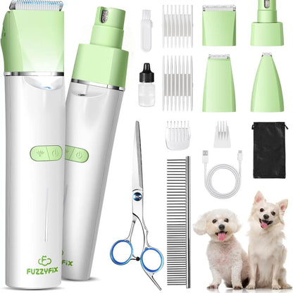 [Juggler] Fuzzyfix 4 in 1 Dog Grooming Kit , Cordless Cat Paw Trimmer Dog Nail Grinder, for Cat Matted Hair and Small Dogs Thick Coats